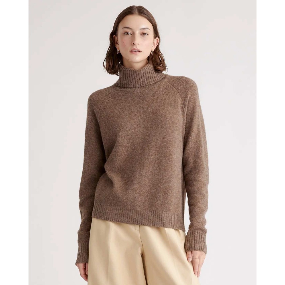 Quince 100% Yak Wool Turtleneck Sweater Heather Brown Small NWT